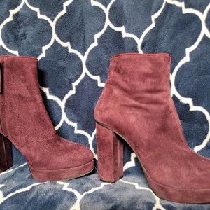 Paola D'Arcano suede boots, burgendy